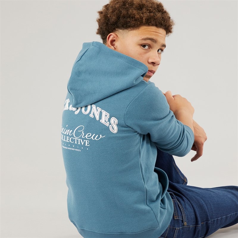 JACK & JONES Boys Brandes Back Hoodie Ocean View
