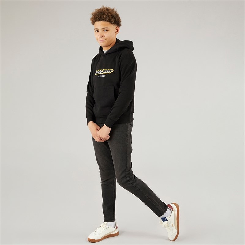 JACK & JONES Boys Vesterbro Newton Branding Sweatshirt Black - Image 3
