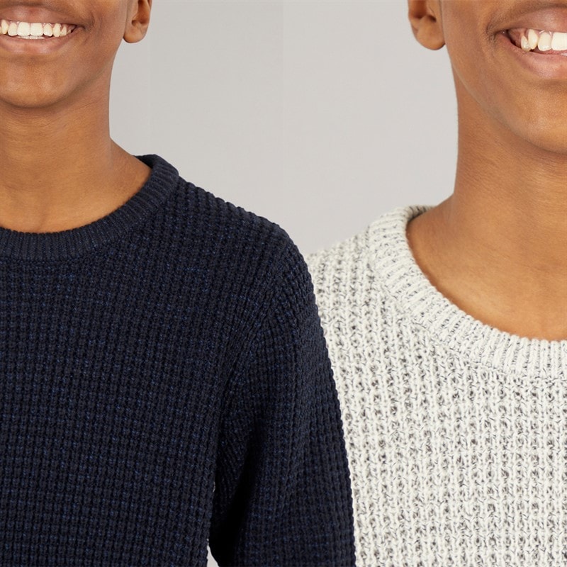 JACK & JONES Boys Two Pack Knit Crew Neck Jumpers Moonbean/Sky Captain - Image 3