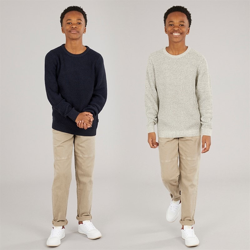 JACK & JONES Boys Two Pack Knit Crew Neck Jumpers Moonbean/Sky Captain - Image 4