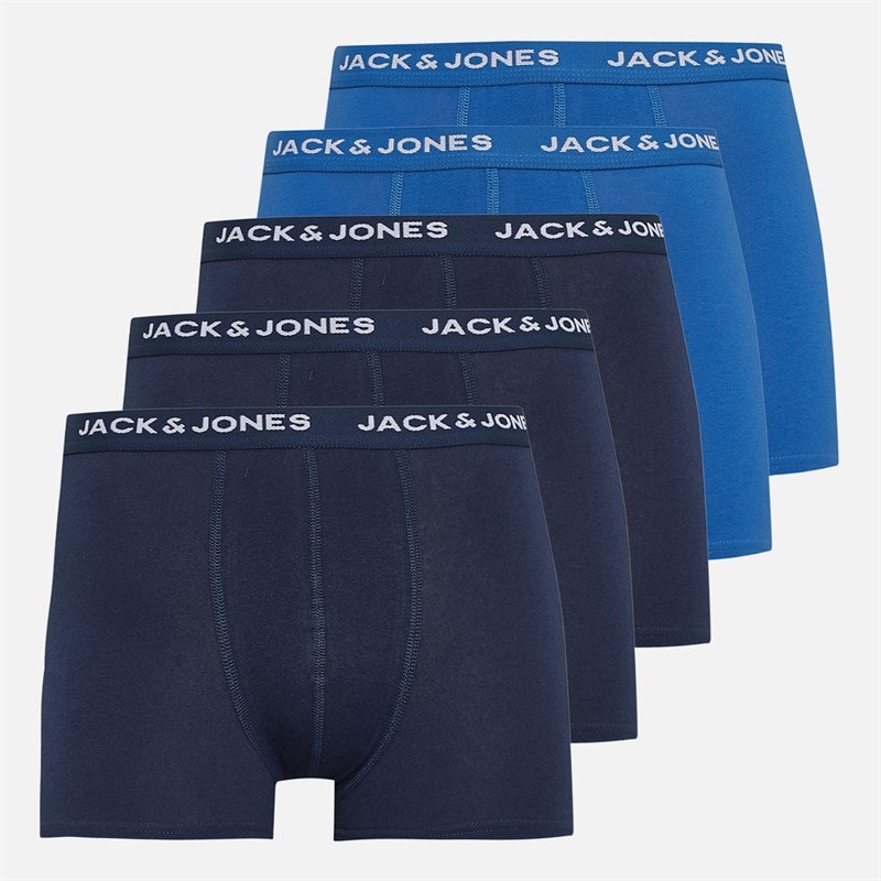 JACK & JONES Boys Five Pack Boxer Trunks Navy/Colbalt - Image 1