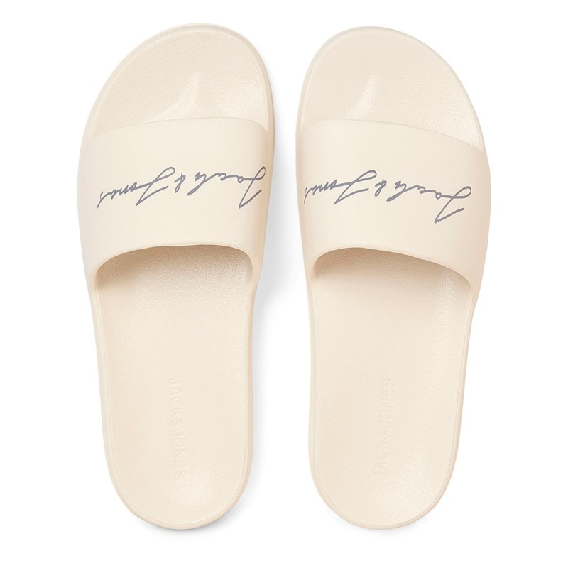 JACK & JONES Mens Gary Moulded Sliders Moonbeam - Image 3