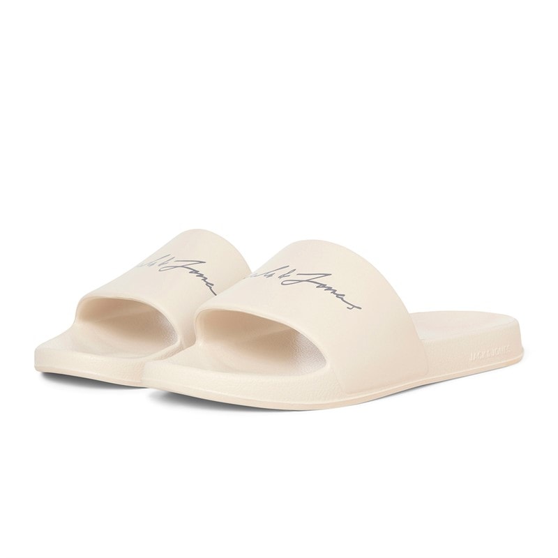 JACK & JONES Mens Gary Moulded Sliders Moonbeam - Image 4