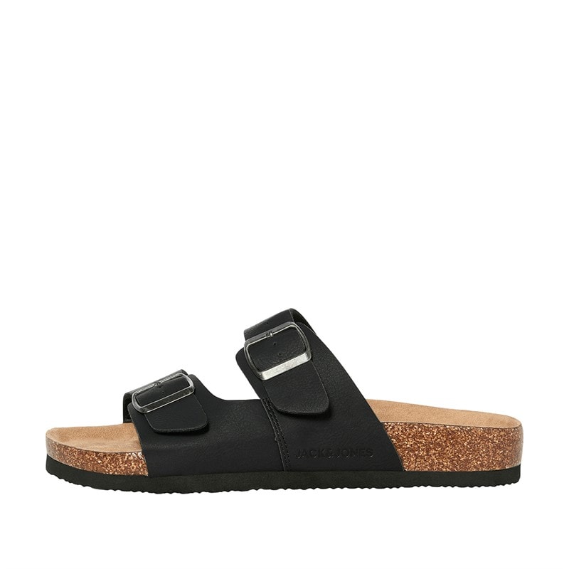 JACK & JONES Mens Oslo PU Sandals Anthracite - Image 1