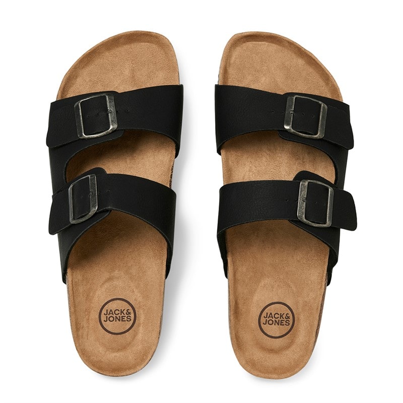 JACK & JONES Mens Oslo PU Sandals Anthracite - Image 3
