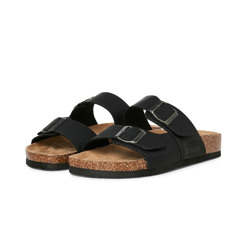 JACK & JONES Mens Oslo PU Sandals Anthracite - Image 4