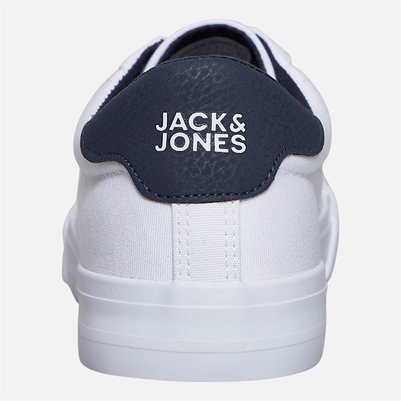 JACK & JONES Mens Basic Canvas Trainers White - Image 3
