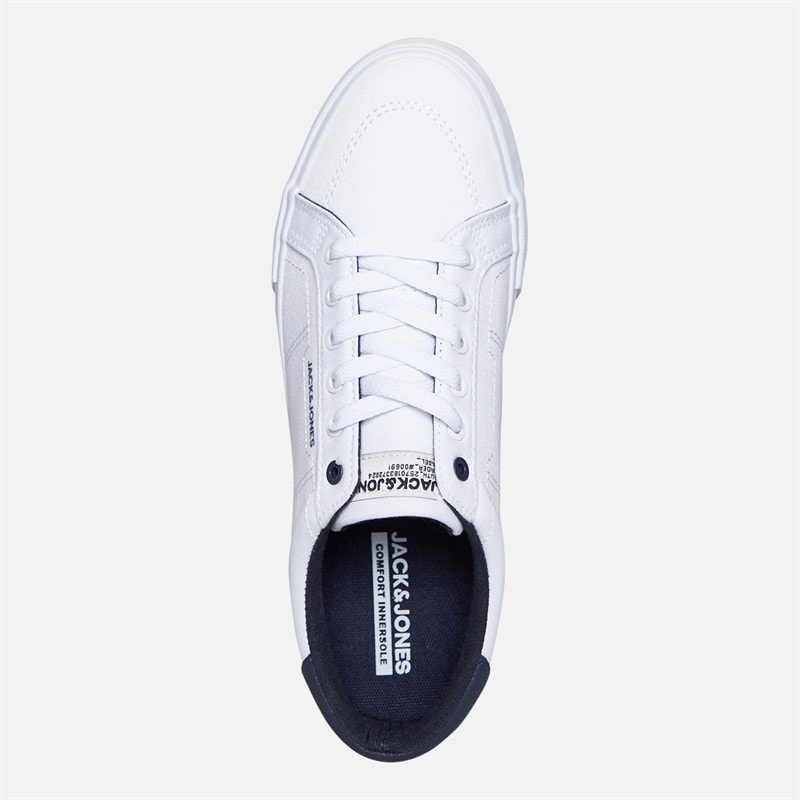 JACK & JONES Mens Basic Canvas Trainers White - Image 4