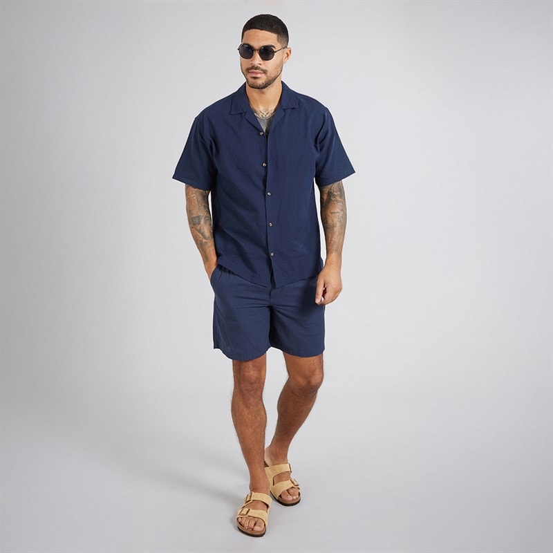 JACK & JONES Mens Summer Resort Short Sleeve Shirt Navy Blazer - Image 3