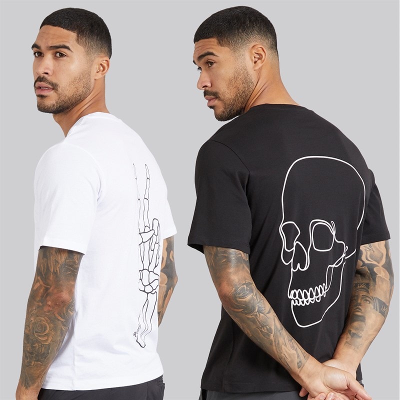 JACK & JONES Mens Egon Print Two Pack T-Shirts Black/White - Image 1