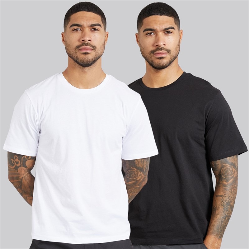 JACK & JONES Mens Egon Print Two Pack T-Shirts Black/White - Image 2