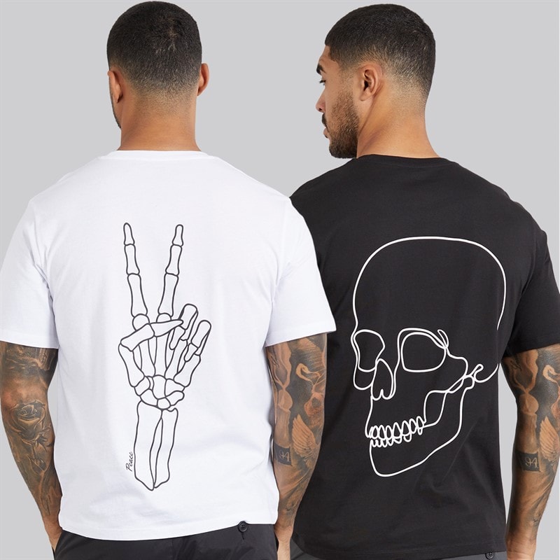 JACK & JONES Mens Egon Print Two Pack T-Shirts Black/White - Image 3