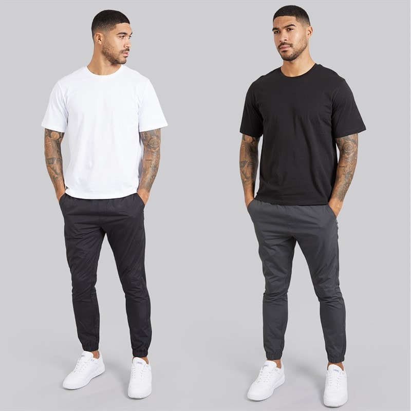 JACK & JONES Mens Egon Print Two Pack T-Shirts Black/White - Image 4
