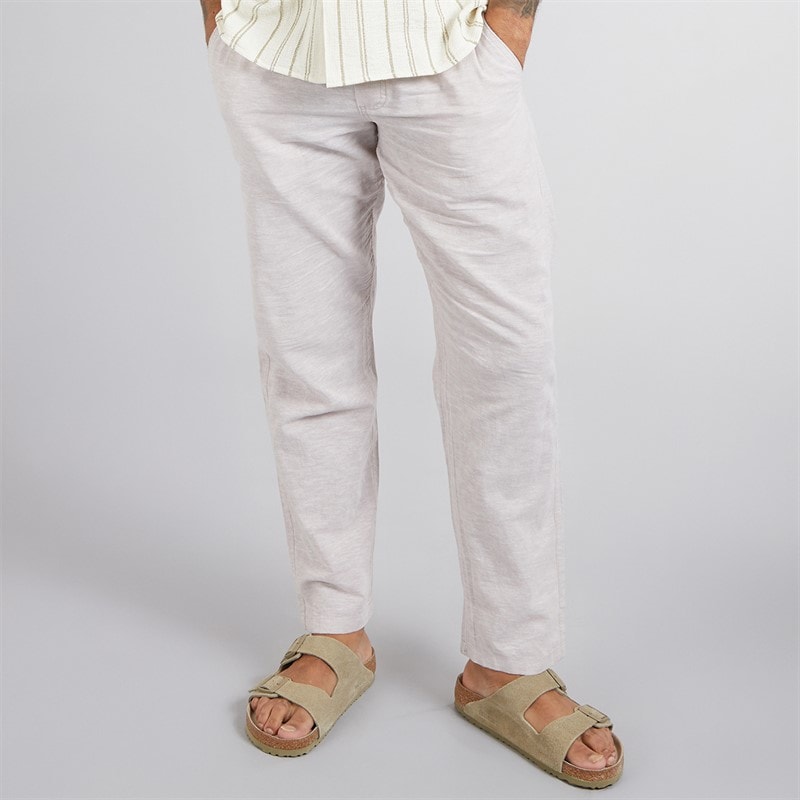 JACK & JONES Mens Kane Paros Linen Blend Trousers Crockery - Image 1