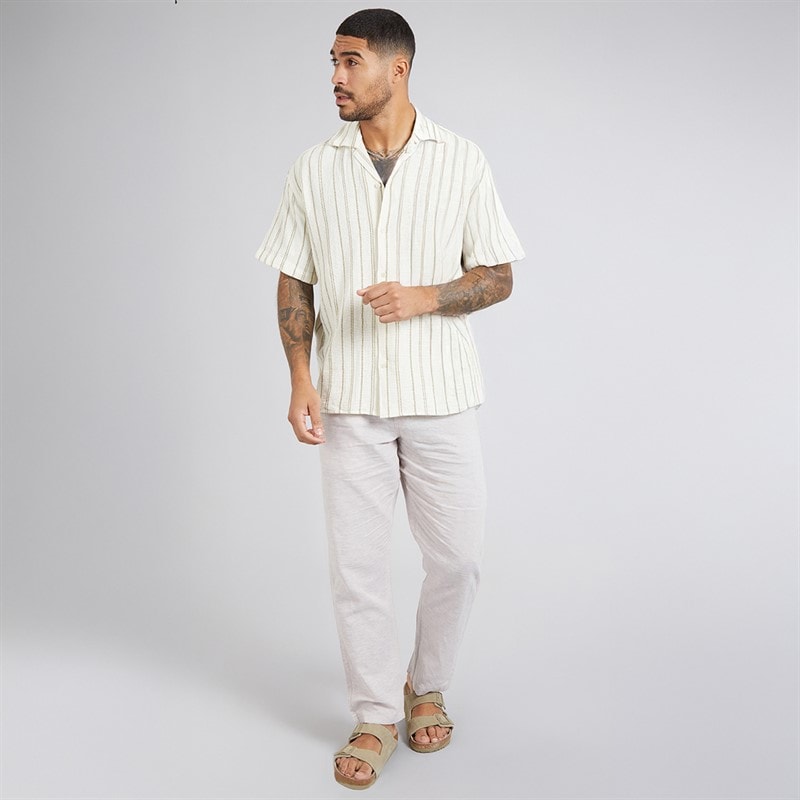 JACK & JONES Mens Kane Paros Linen Blend Trousers Crockery - Image 3