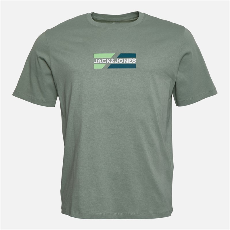 JACK & JONES Mens Slash Five Pack T-Shirts Bright White/Black/Cashmere Blue/Iceberg Green/Glacier Grey - Image 3