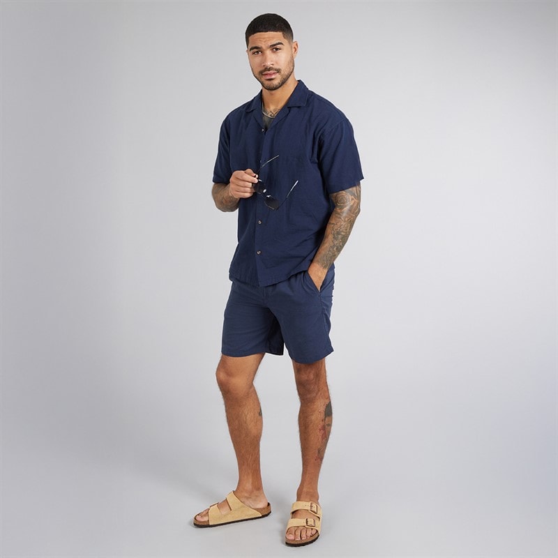 JACK & JONES Mens Jaiden Linen Blend Shorts Navy Blazer - Image 3