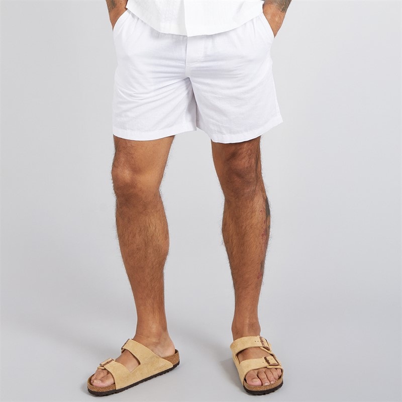 JACK & JONES Mens Jaiden Linen Blend Shorts White - Image 1