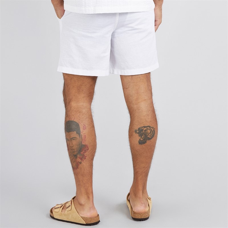 JACK & JONES Mens Jaiden Linen Blend Shorts White - Image 2