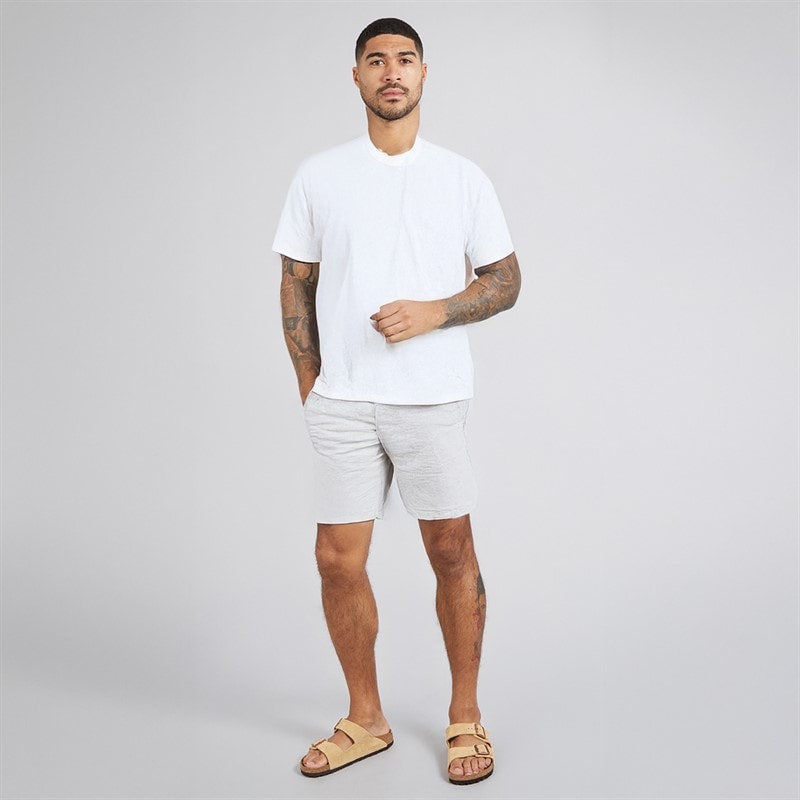 JACK & JONES Mens Jaiden Linen Blend Shorts White - Image 3