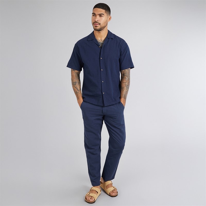 JACK & JONES Mens Kane Paros Linen Blend Trousers Navy Blazer - Image 3