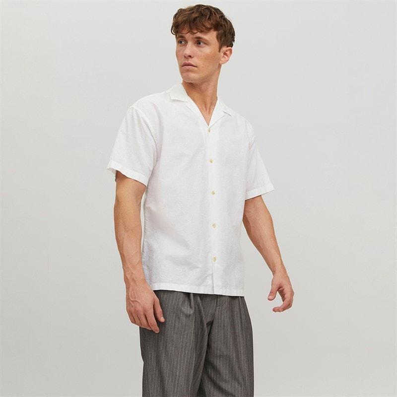 JACK & JONES Mens Summer Resort Short Sleeve Shirt White