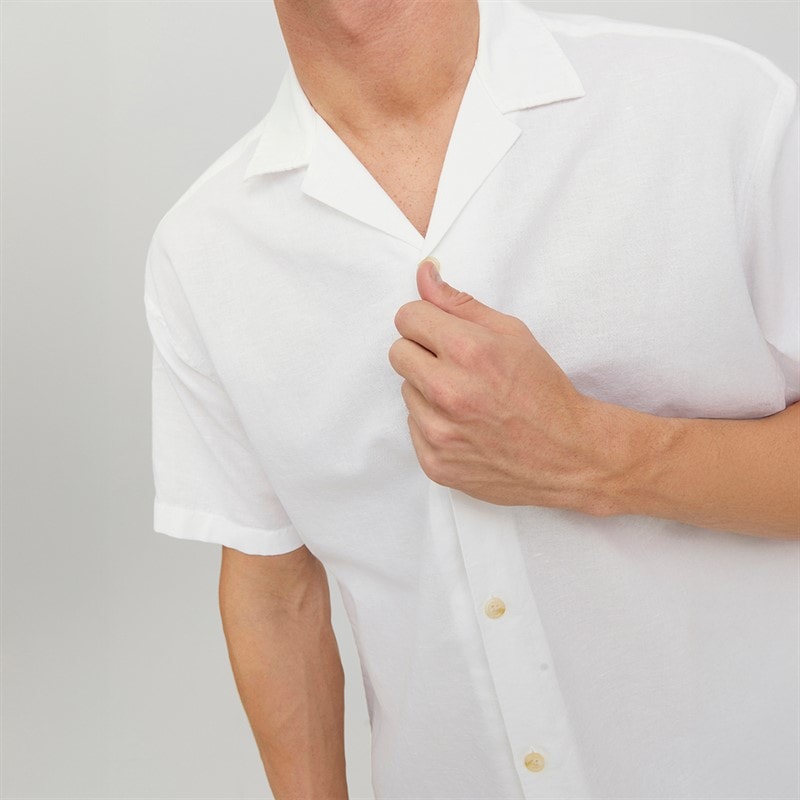JACK & JONES Mens Summer Resort Short Sleeve Shirt White - Image 3