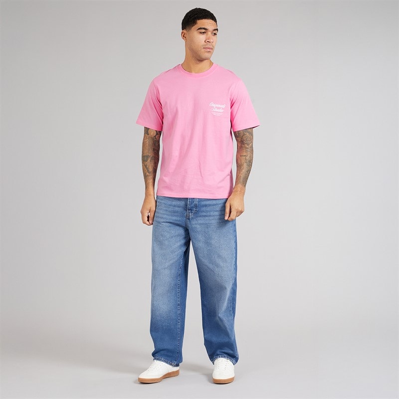 JACK & JONES Mens Norrebro Typo T-Shirt Prism Pink - Image 4