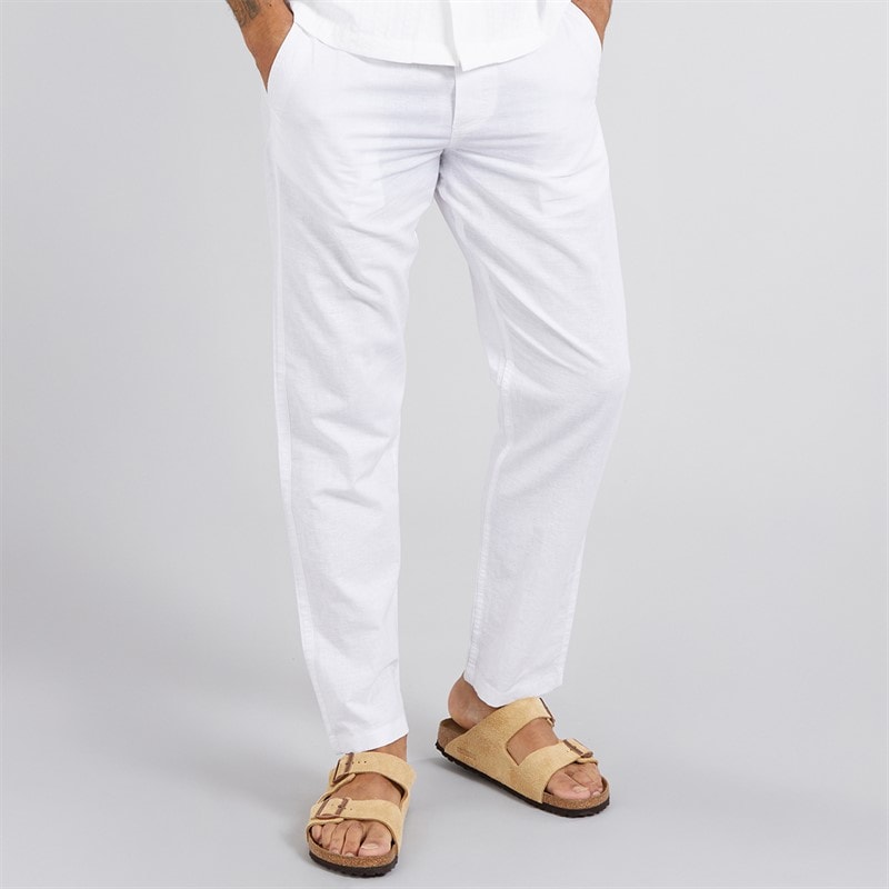 JACK & JONES Mens Kane Paros Linen Blend Trousers White - Image 1