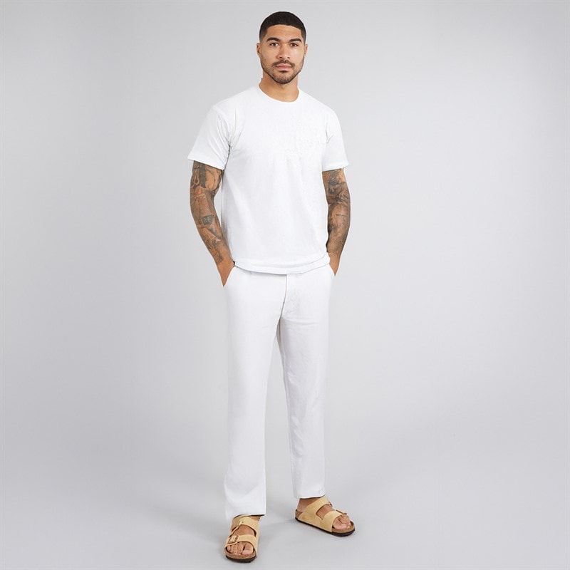 JACK & JONES Mens Kane Paros Linen Blend Trousers White - Image 3