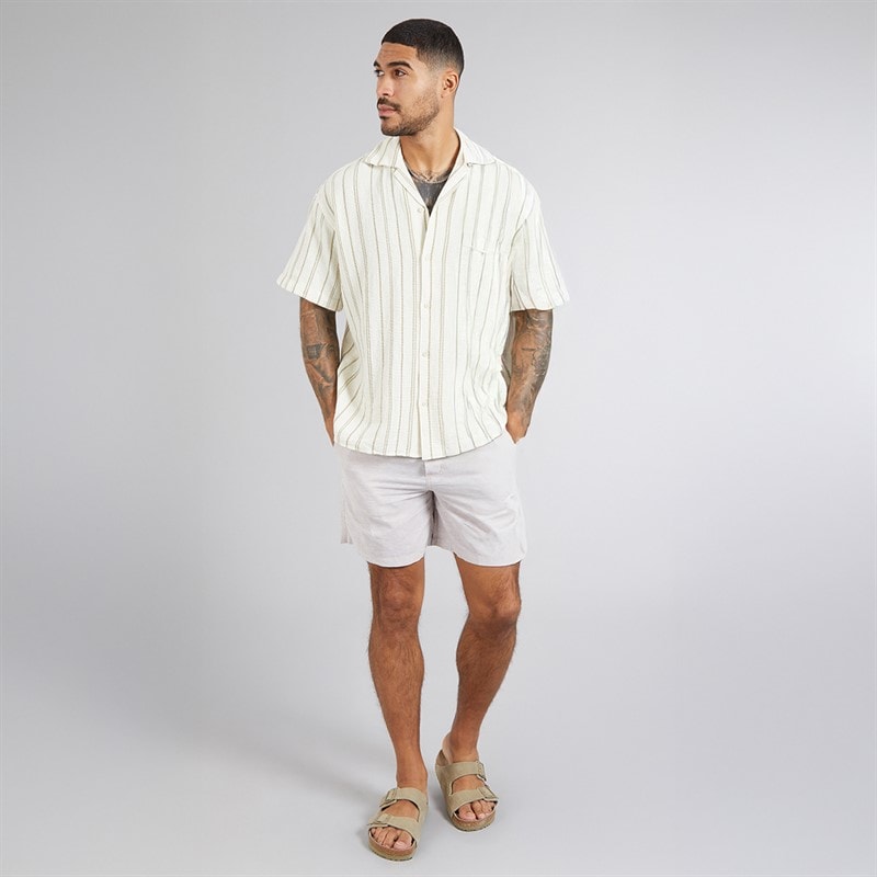 JACK & JONES Mens Jaiden Linen Blend Shorts Crockery - Image 3
