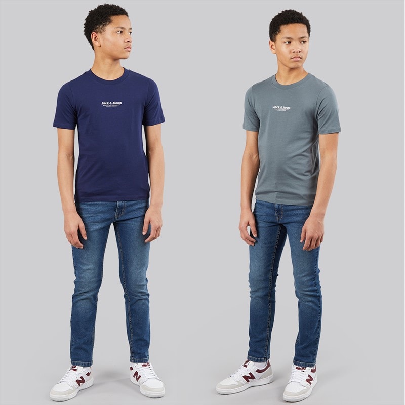 JACK & JONES Boys Vesterbro Two Pack T-Shirts Ocean Cavern - Image 3