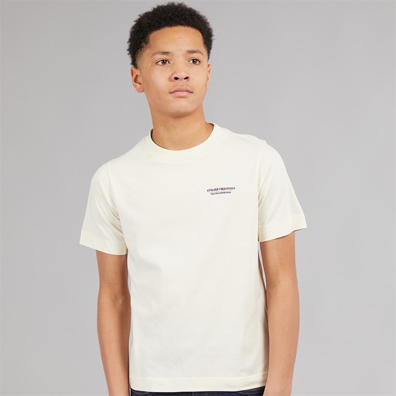 JACK & JONES Boys Islington T-Shirt Antique White - Image 2