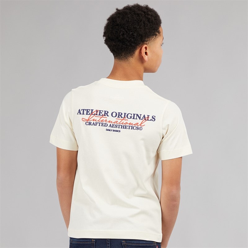 JACK & JONES Boys Islington T-Shirt Antique White - Image 3