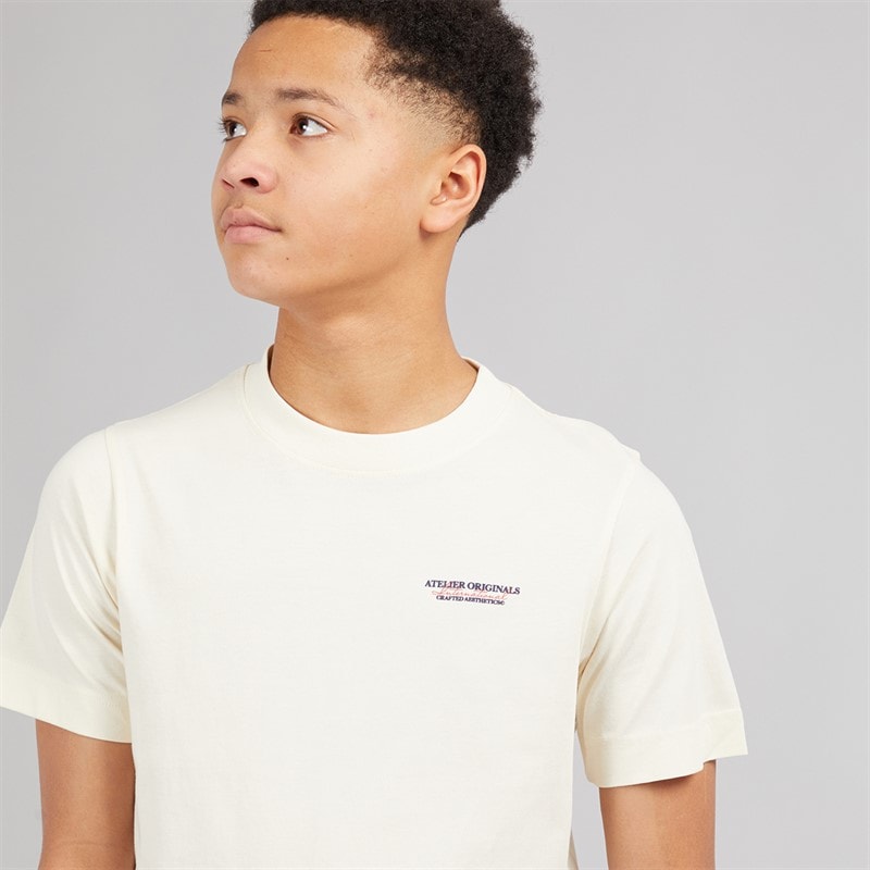 JACK & JONES Boys Islington T-Shirt Antique White - Image 5
