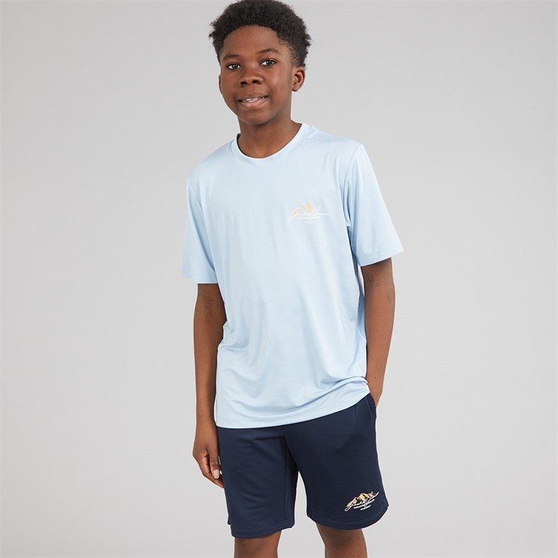 JACK & JONES Boys Mountain Tech T-Shirt And Shorts Set Cashmere Blue