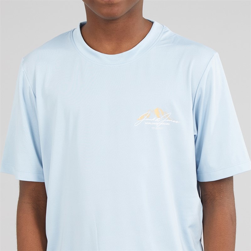 JACK & JONES Boys Mountain Tech T-Shirt And Shorts Set Cashmere Blue - Image 3