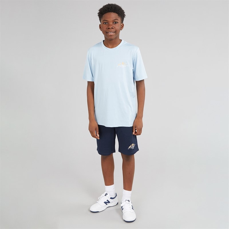 JACK & JONES Boys Mountain Tech T-Shirt And Shorts Set Cashmere Blue - Image 4