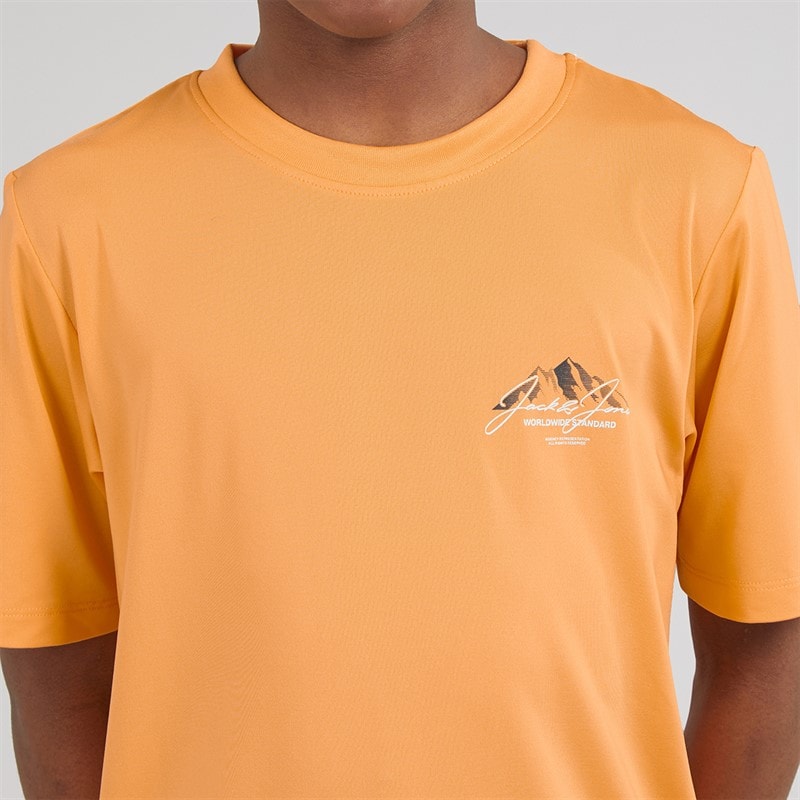 JACK & JONES Boys Mountain Tech T-Shirt And Shorts Set Peach Cobbler - Image 3