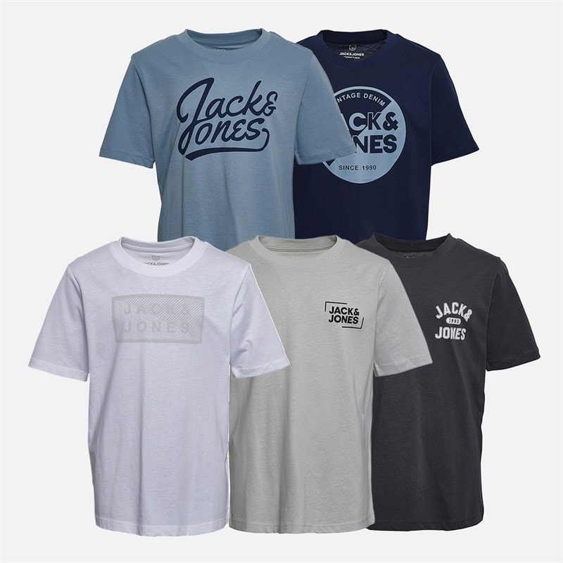 JACK & JONES Boys Andrew Five Pack T-Shirts Black