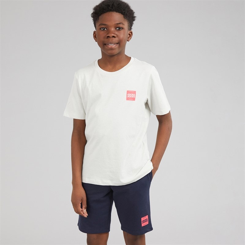 JACK & JONES Boys Brandy T-Shirt And Shorts Set Glacier Gray