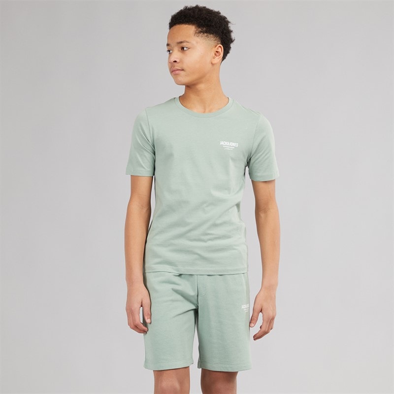 JACK & JONES Boys Jeff Orion T-Shirt And Shorts Set Iceberg Green - Image 2