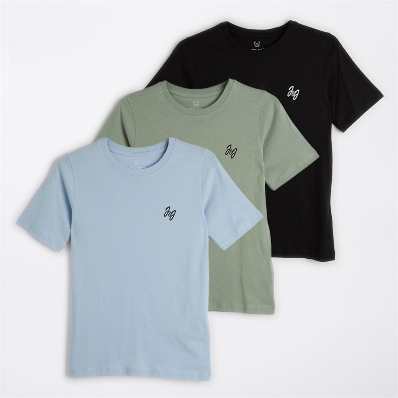 JACK & JONES Boys Joseph Three Pack T-Shirts Iceberg Green