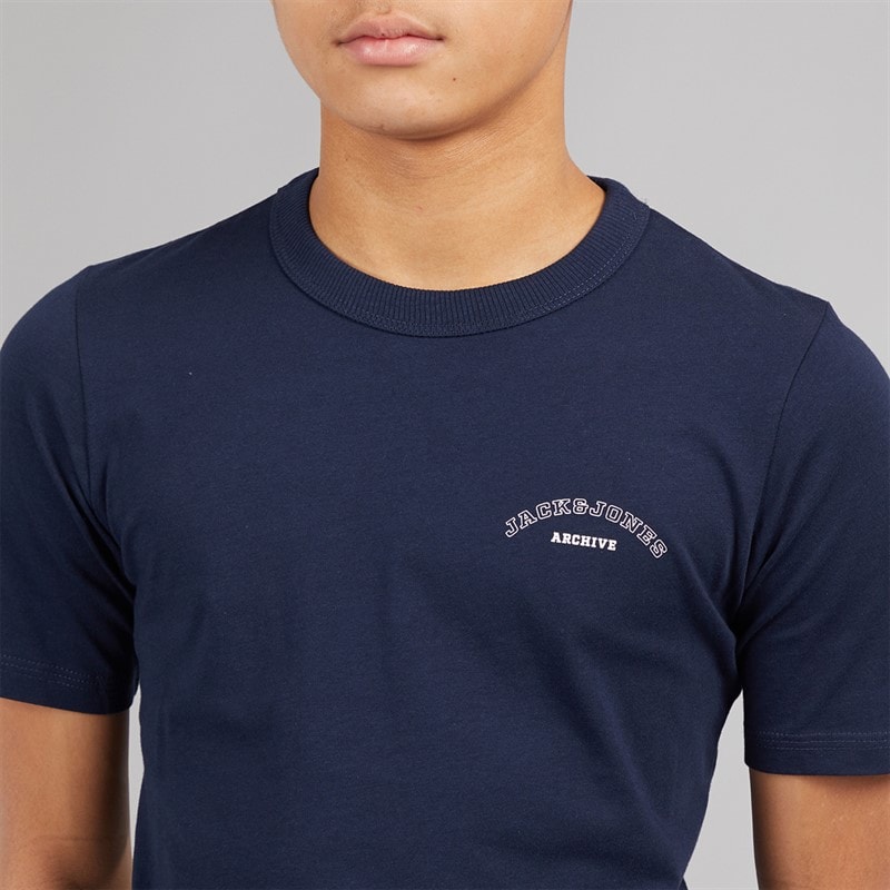 JACK & JONES Boys College T-Shirts And Shorts Set Navy Blazer - Image 4