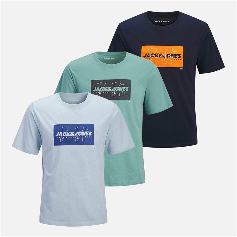JACK & JONES Boys Cole Three Pack T-Shirts Navy Blazer