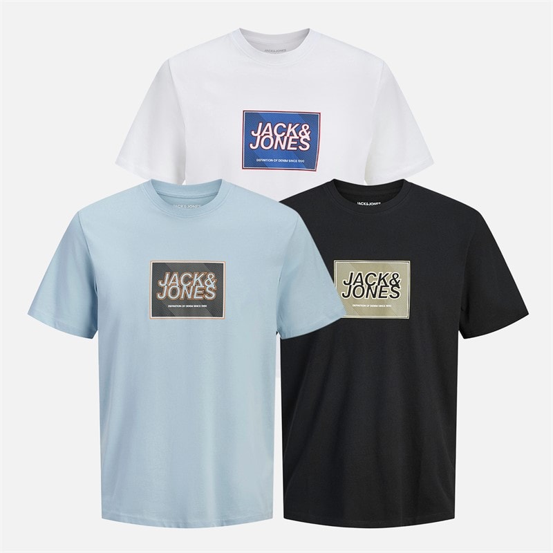 JACK & JONES Boys Rain Three Pack T-Shirts Black - Image 1