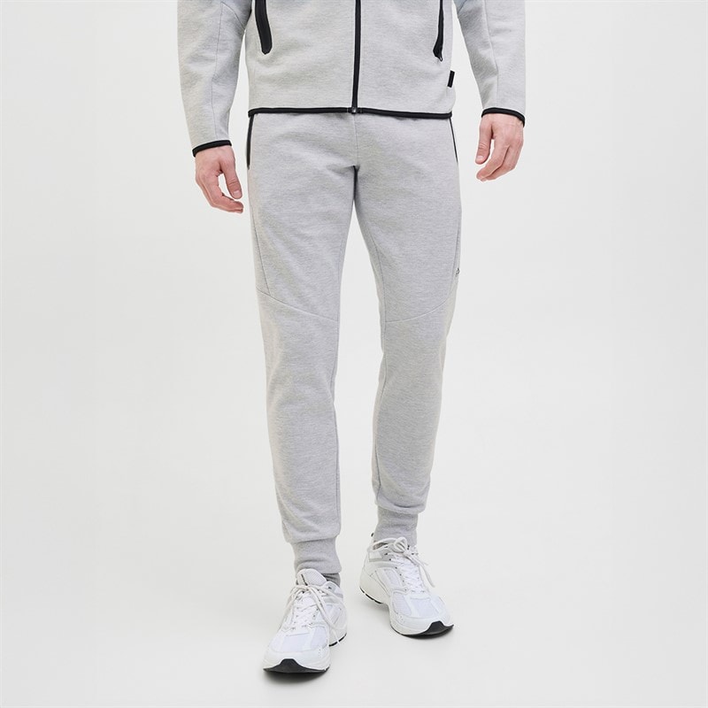 JACK & JONES Mens Fusion Joggers Light Grey Melange - Image 1