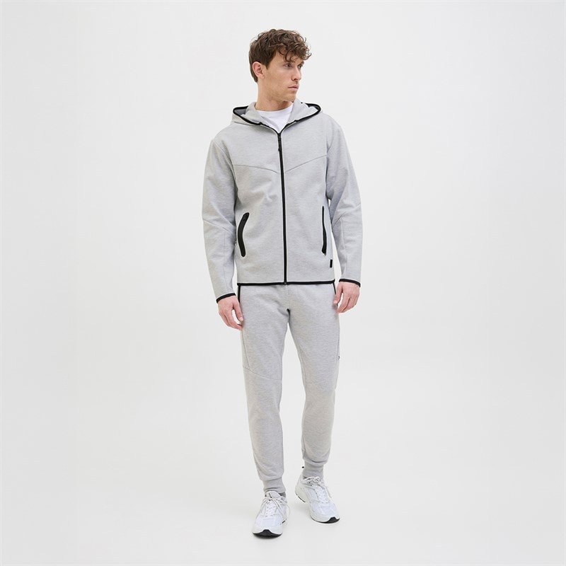 JACK & JONES Mens Fusion Joggers Light Grey Melange - Image 4