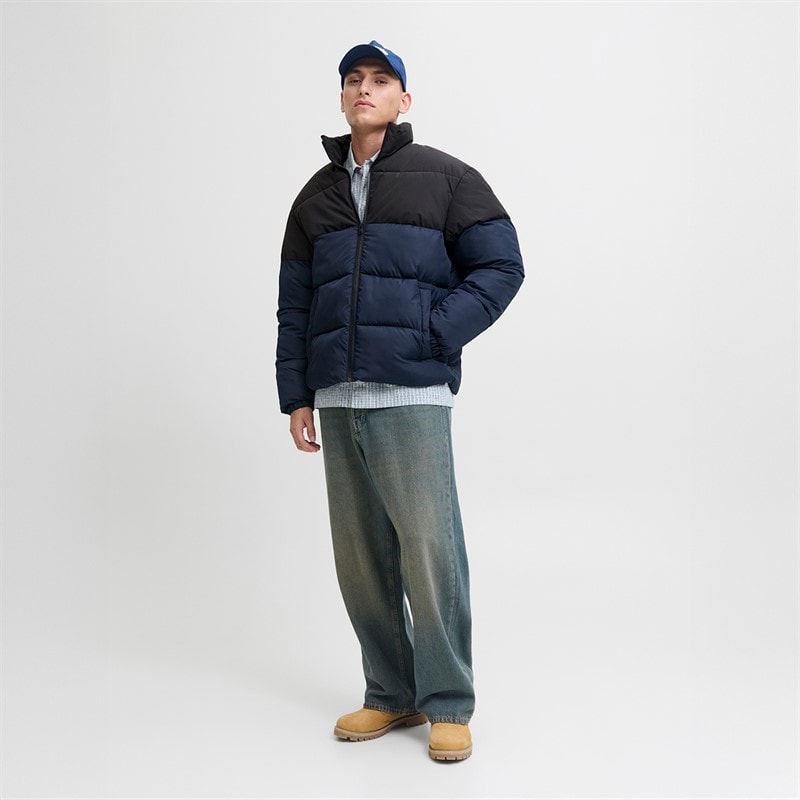 JACK & JONES Mens Maze Puffer Collar Jacket Sky Captain - Image 4