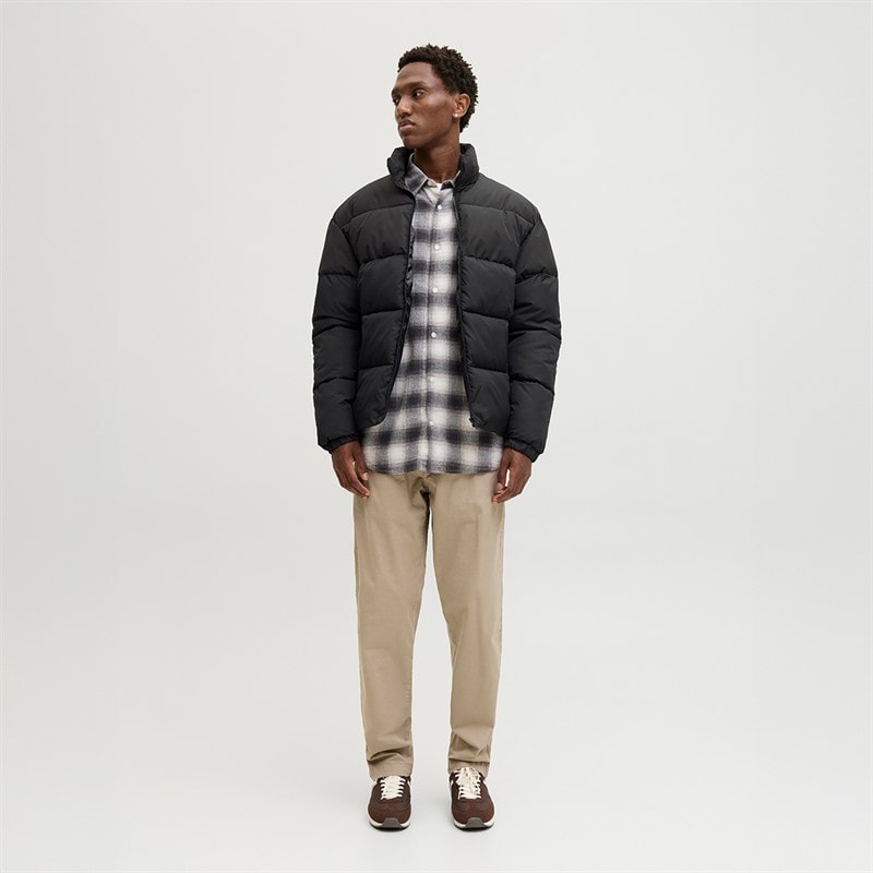JACK & JONES Mens Maze Puffer Collar Jacket Black - Image 4
